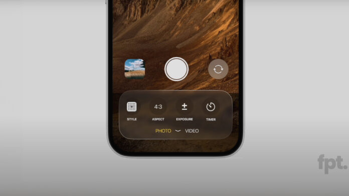 Redesigned iOS 19 camera app interface showing new layout and features